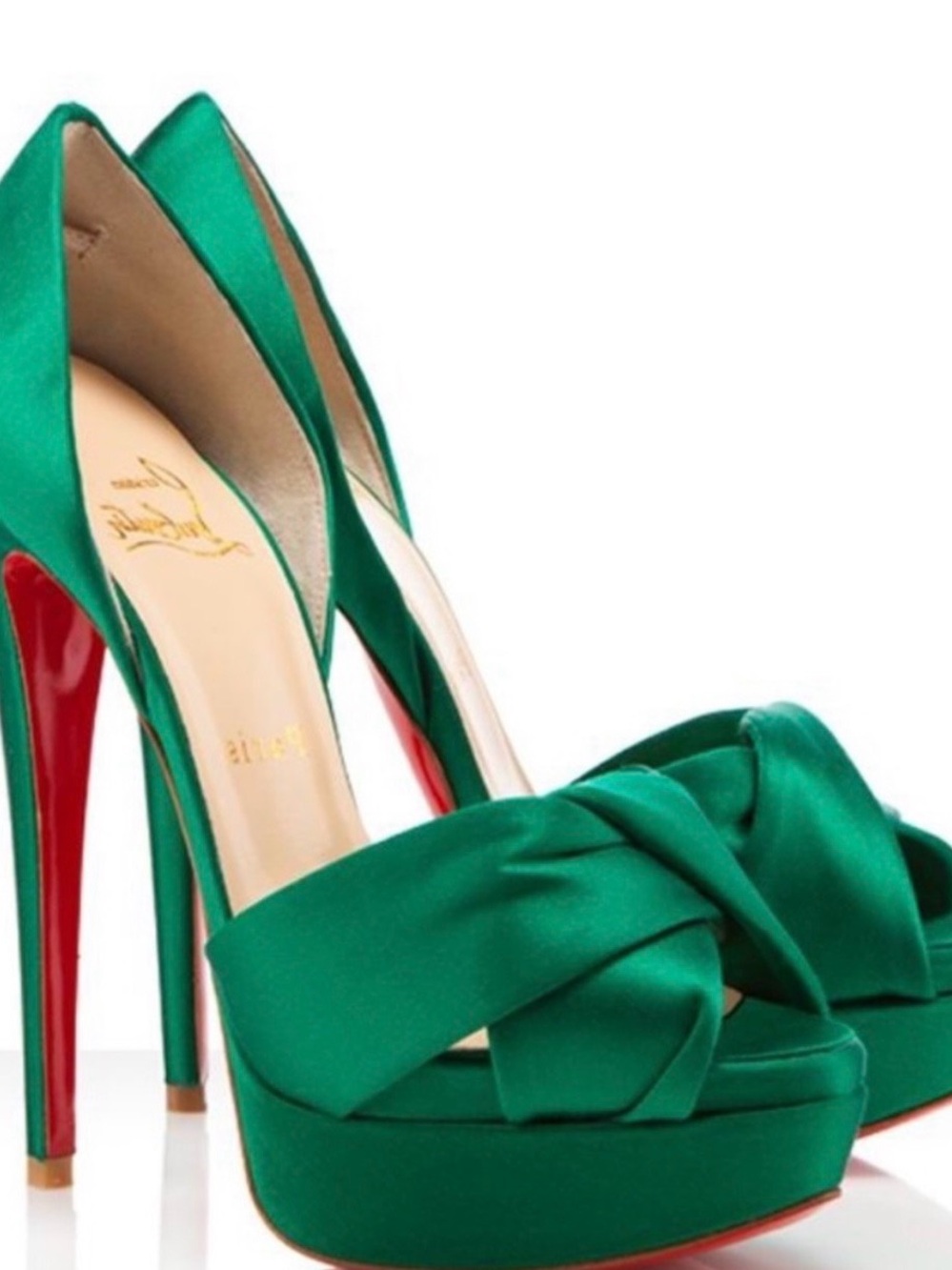 Emerald Green Satin Christian
Louboutins